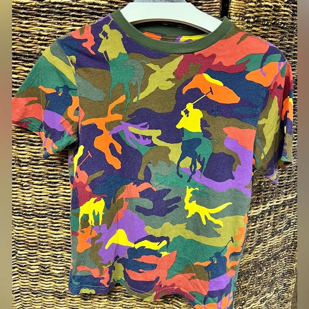 Polo Ralph Lauren- Colorful Camo Polo Youth T-Shirt, Size: Medium (10/12)